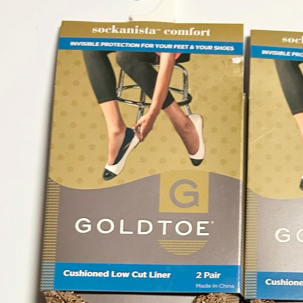 Gold Toe Woman’s Cushioned Low Cut Liners 2 Black 2 Nude Shoe Size 5-9 NEW